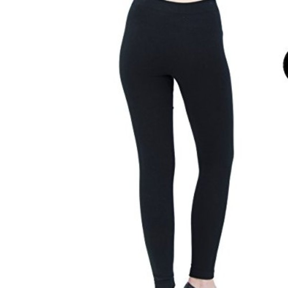 INDERO Women’s Ankle-Length French Terry Leggings Black Sz S/M